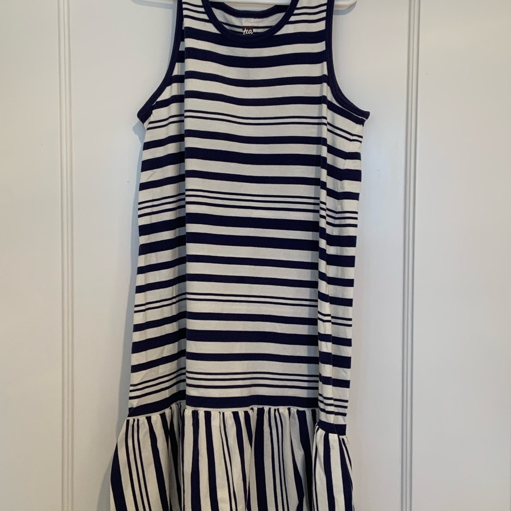 Tea Collection blue and white striped summer dress girls 10
